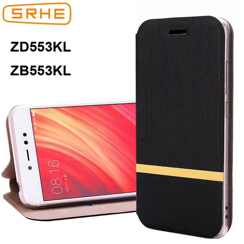 

SRHE Asus Zenfone 4 Selfie ZD553KL Case Flip Leather Silicon Back Case For Asus Zenfone Live Plus ZB553KL With Card Slot Holder