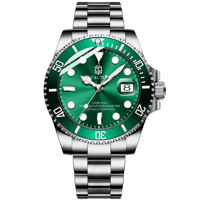 Tacto мужские часы Топ бренд Роскошные мужские наручные часы зеленый циферблат чехол из нержавеющей стали miyota кварцевый механизм 50 м водонепроницаемый - Цвет: C