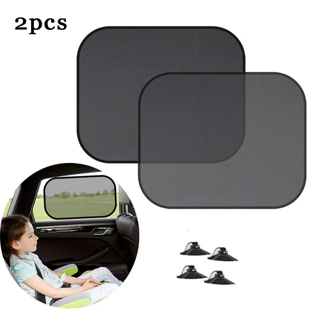 

2pcs Black Car Sun Shade Side Window Sunshade Cover Mesh Visor Shield Screen Solar UV Protection 65*38cm Car Window Protector