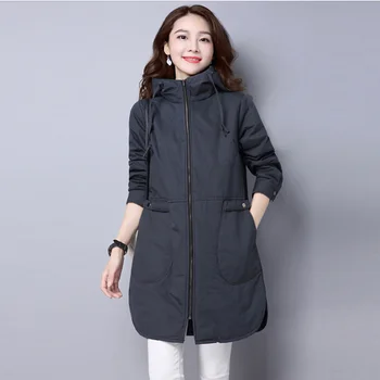 

Winter Large size Women's Cotton Coat 2020 New Loose Hooded Loose Long sleeve Solid color Medium length Women Cotton Coat NUW34
