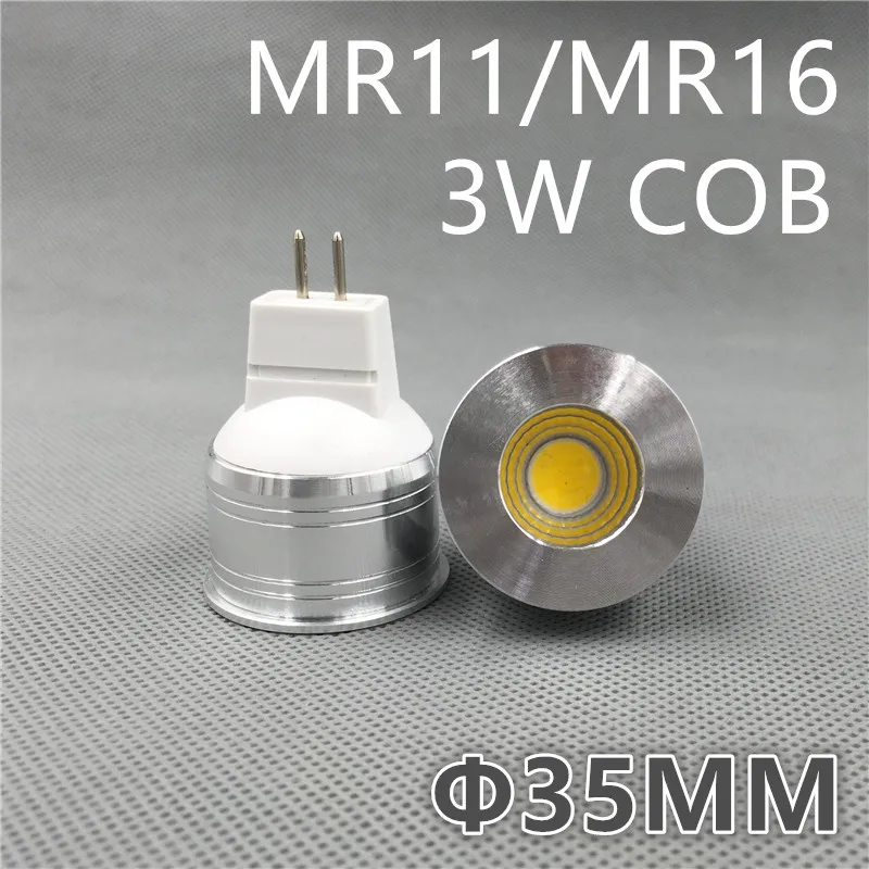 Светодиодный светильник GU10 COB mini GU10 MR16 с регулируемой яркостью, теплый белый точечный светильник, лампа 3 Вт 35 мм, Светодиодный точечный светильник, сменная галогенная лампа