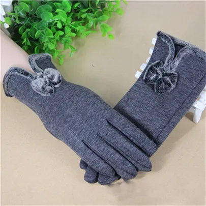 VISNXGI дизайн модные женские перчатки осень зима милые кнопки теплые митенки полный палец варежки женские кашемировые женские перчатки - Цвет: G032 Bow Gray