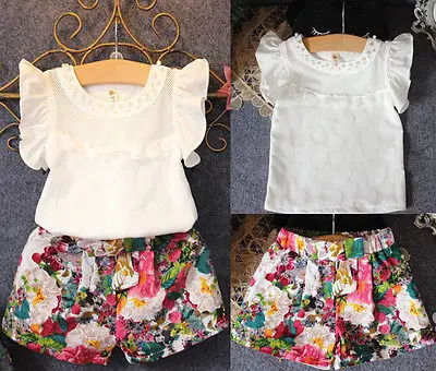

Toddler Baby Girl Kids Short Sleeve Clothes Floral Jumpsuit Romper Trousers Outfit