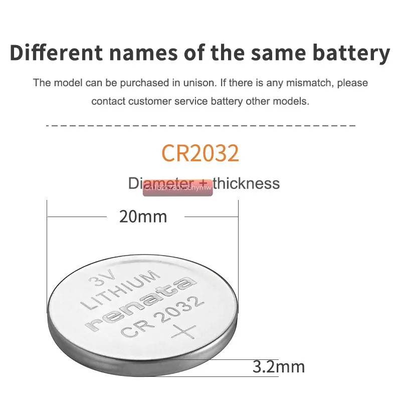 2 шт. renata CR2032 3 в, для ключей автомобиля часы пульт дистанционного управления игрушка высокопроизводительная Кнопка аккумуляторная ячейка