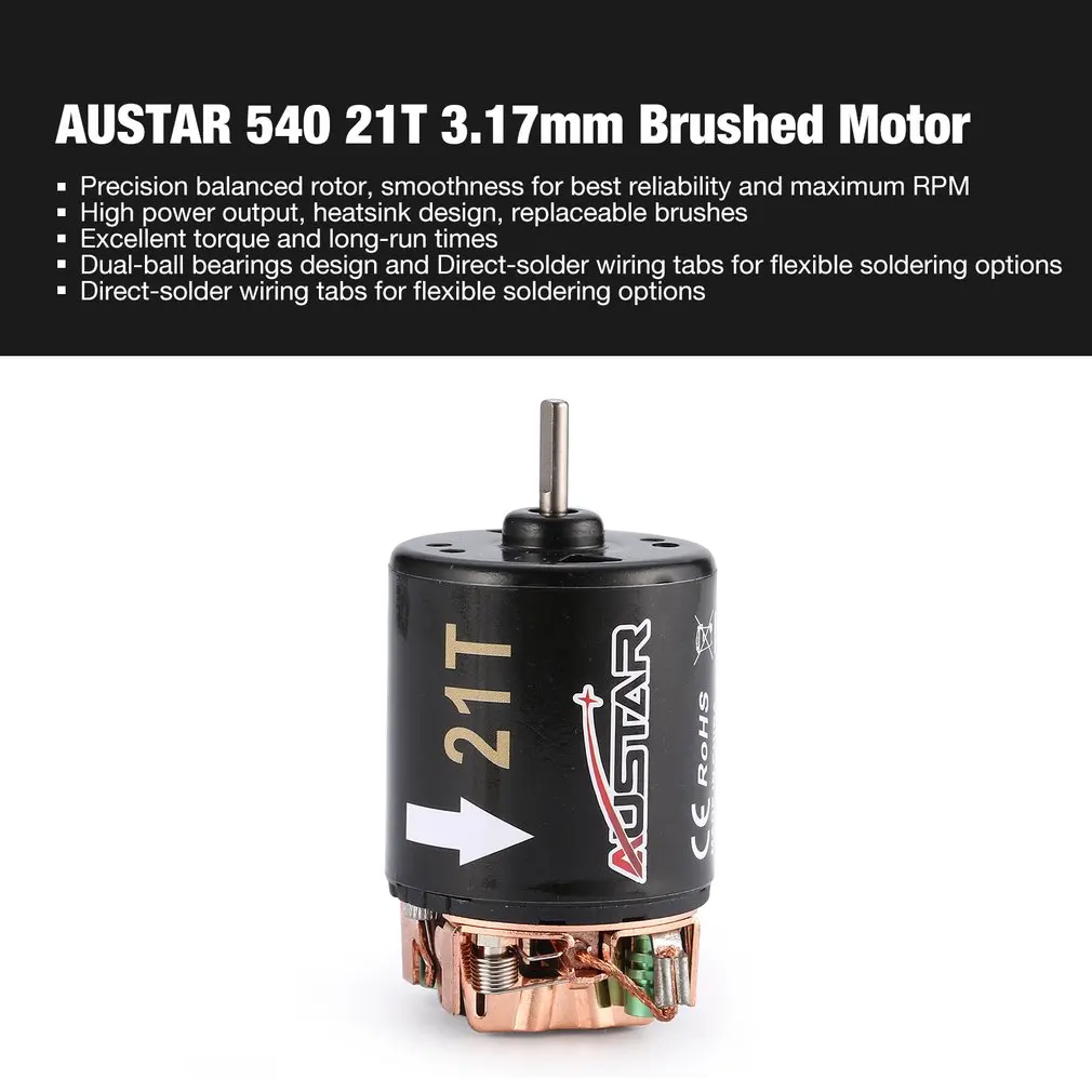 AUSTAR AX 540 21 T/27 T/35 T/45 T/55 T 3,17 мм матовый двигатель для 1/10 на дороге Дрифт-тур RC пульт дистанционного управления автозапчасти аксессуары