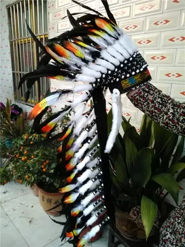 

28inch turquoise feather Headdress feather headpiece handmade Halloween supply