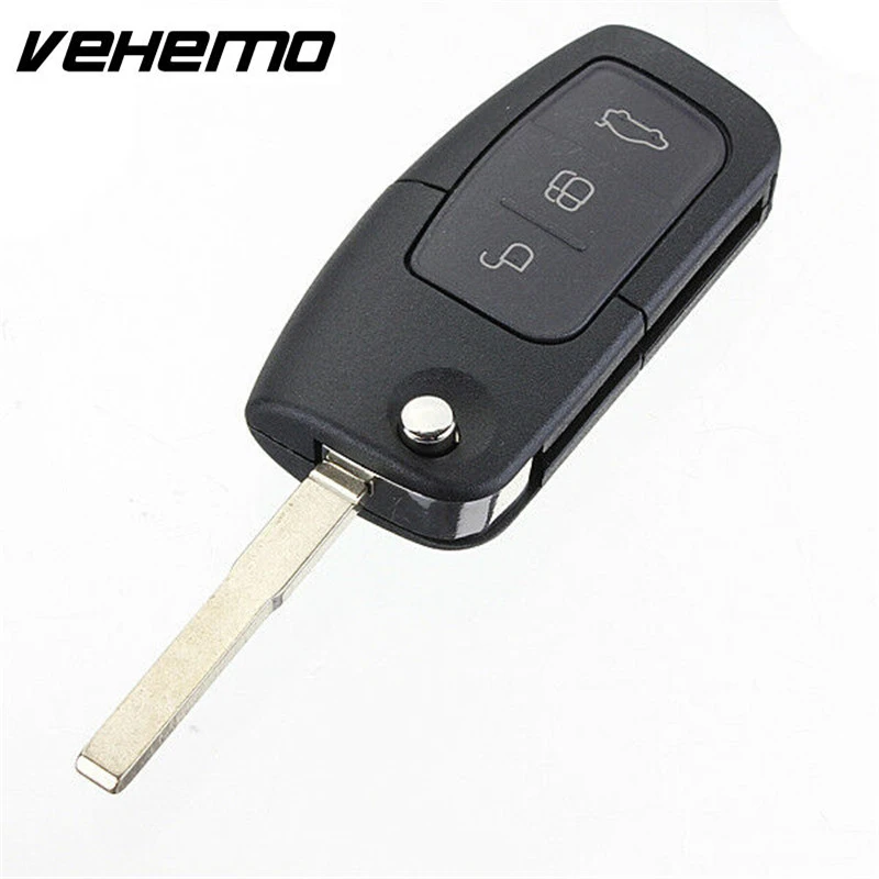

3 Button Flip Folding Modified Uncut Car Key Shell Remote Fob Cover for Ford Focus Fiesta C S Max Galaxy Mondeo With Chip