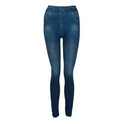 Женские джинсовые штаны, тонкие леггинсы для фитнеса с карманами, большие размеры, леггинсы, длина, джинсы, женские джинсовые штаны с