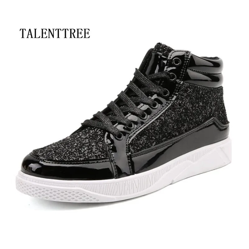 

TALENTTREE 2018 New Luxury Mens Casual Shoes Flat Autumn Winter Hip Hop High Top Men Sneaker PU Leather Shoes Big Size:39-45