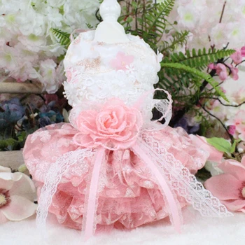 

Pet Dog Dress Puppy Clothes Handmade Embroidery Stereoscopic Flower Princess Tutu For Small Dogs Wedding Dresses Chihuahua Skirt