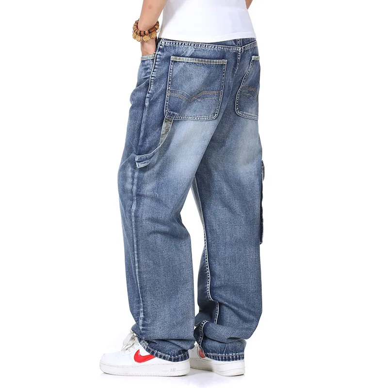 Джинсы в стиле хип-хоп мужские водоотталкивающие хип-хоп износостойкие свободные джинсовые брюки с несколькими карманами повседневные 6XL 5XL 4XL 3XL 2XL