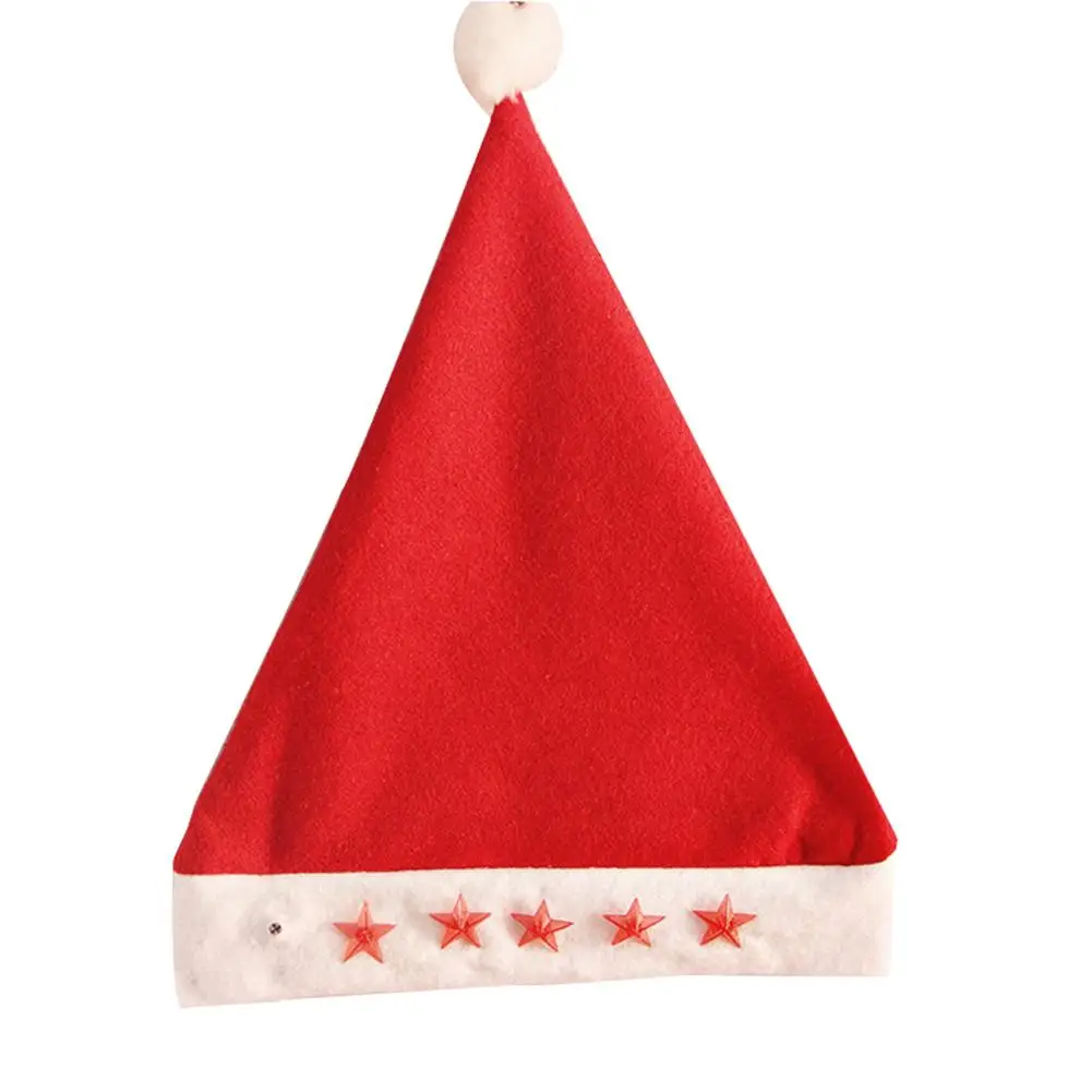 Рождественская шапка со светом рождественские блестящие светящиеся шляпа со светящимися пятиконечных звезд Носки с рисунком; Рождественский подарок креативные шапки Рождественский Декор