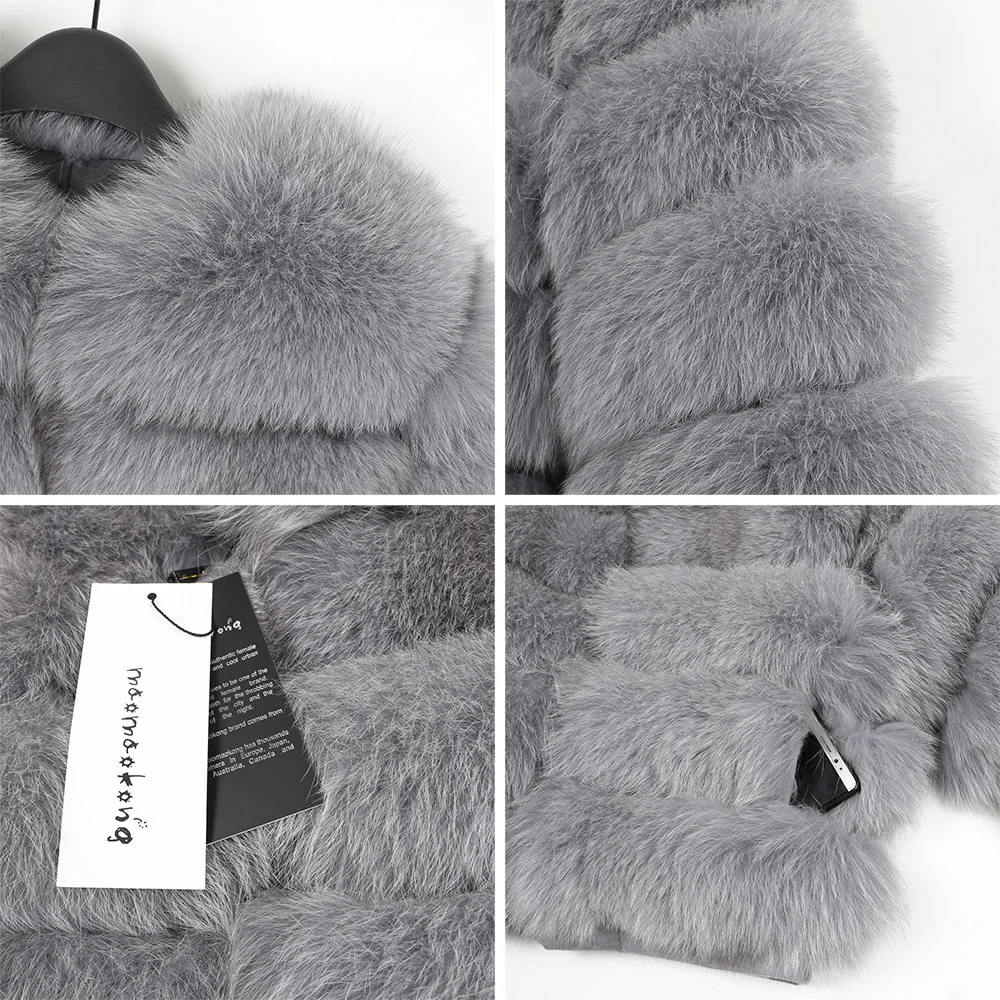 MAOMAOKONG 2024 Natural Real Fox Fur Coat Women's Jackets Winter Furry Vest Luxury Beige Khaki Short Leather Female Clothing 5