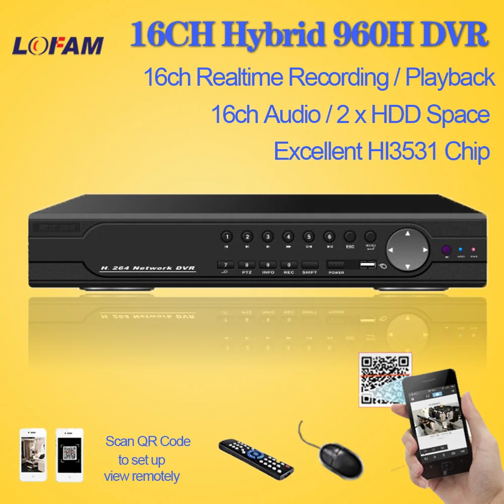  LOFAM home 16ch full 960H realtime recording security DVR HDMI 1080P CCTV DVR NVR HVR video Recorder 16 channel with 16ch audio 
