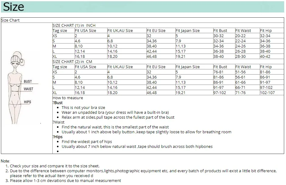 1.size chart