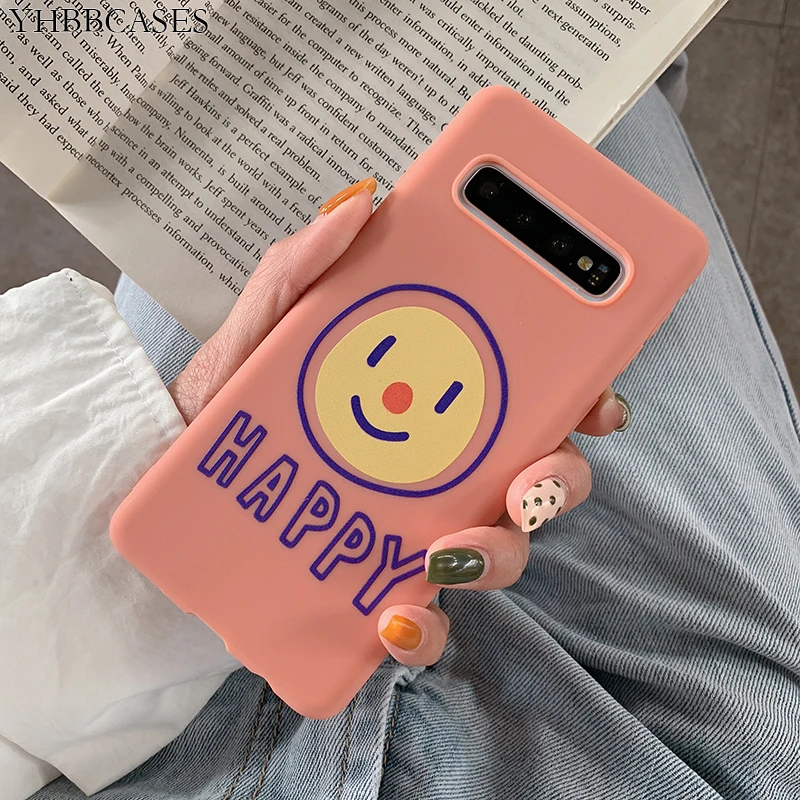 YHBBCASES Мягкий чехол из ТПУ с мультяшным улыбающимся лицом для Samsung Galaxy S8 S9 S10 Plus