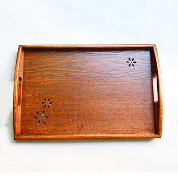 

Camphor Wood Serving Tray Rectangle Portable Japanese Wooden Tray Hollow Uut Hotel Pate Restaurant Dinner Plates
