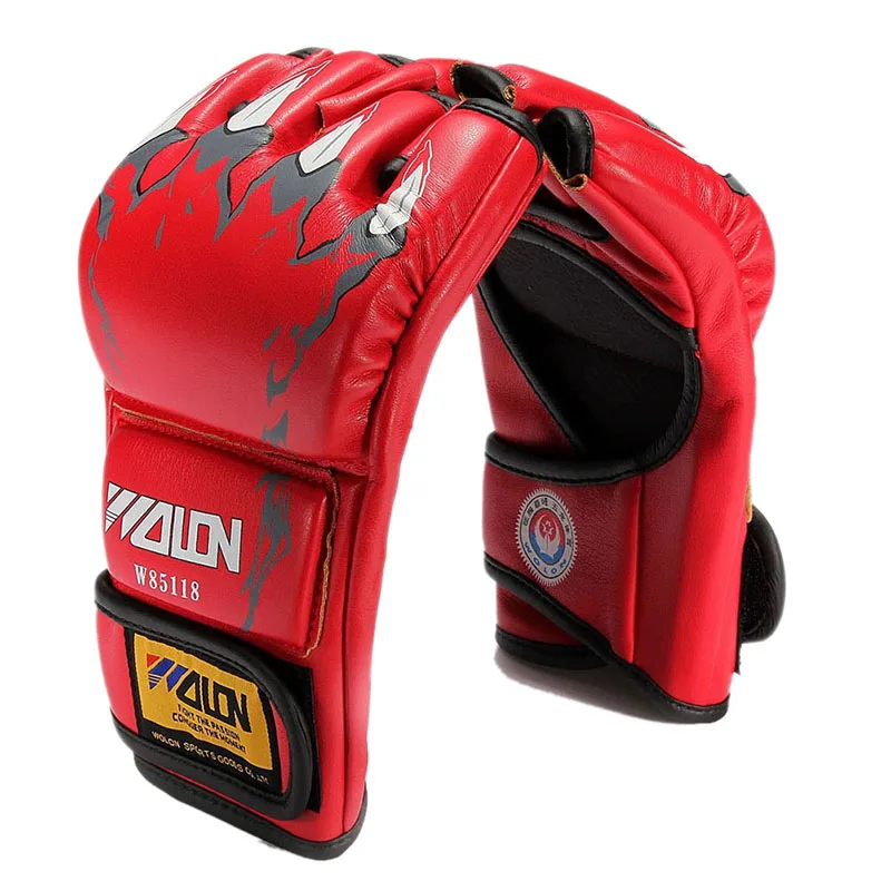 

Durable Half Finger PU Leather Gloves Playing Sandbags Professional Training Competition Sanda Gloves MMA Boxing Accessories