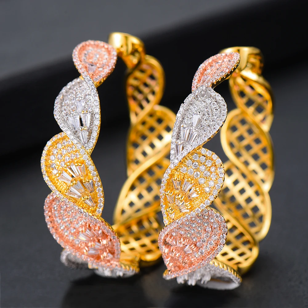 

SISCATHY 2019 Trendy Cubic Zirconia Earrings Statement Hoop Earrings For Women Wedding DUBAI Earrings Jewelry Accessories