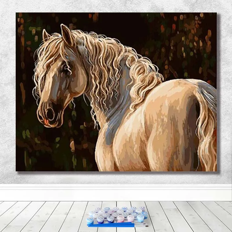 Краска по номерам художественная живопись по номерам животное лошадь Европейский стиль декоративная живопись для взрослых ручная роспись декомпрессия - Цвет: 100220