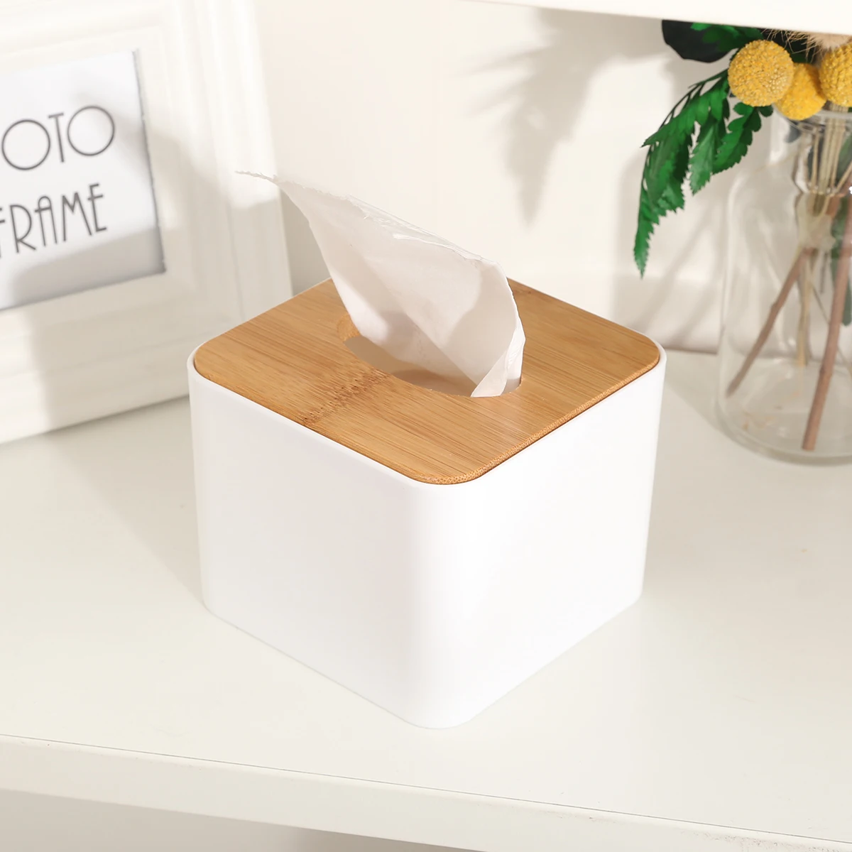 Mayitr Tissue Box Wooden Cover Paper Napkin Holder Case Home Room Car Hotel Tissue Box Holder