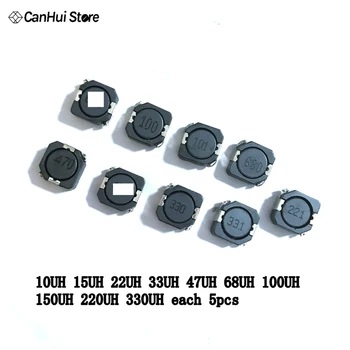 

50P SMD Inductor Kit CDRH104R 10uH to 330uH 10x10x4mm 10values*5pcs=50pcs SMD Power Inductor Assorted Sample Kit 100UH 33UH 47UH
