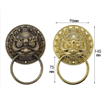 

10cm archaize pure copper beast head gate handle bronze lion head Chinese style door buckle retro handle