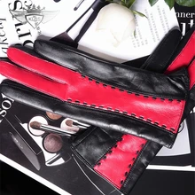 Высокое качество женские кожаные Перчатки зима из натуральной овечьей кожи Перчатки женские