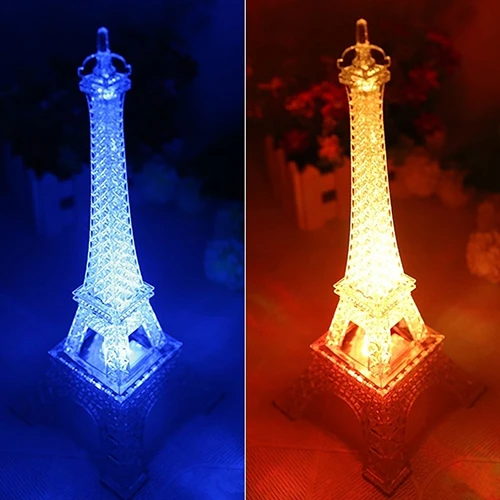 Мини 7 цветов Изменение Эйфелева башня светодио дный ночник лампы Romatic Украшения в спальню