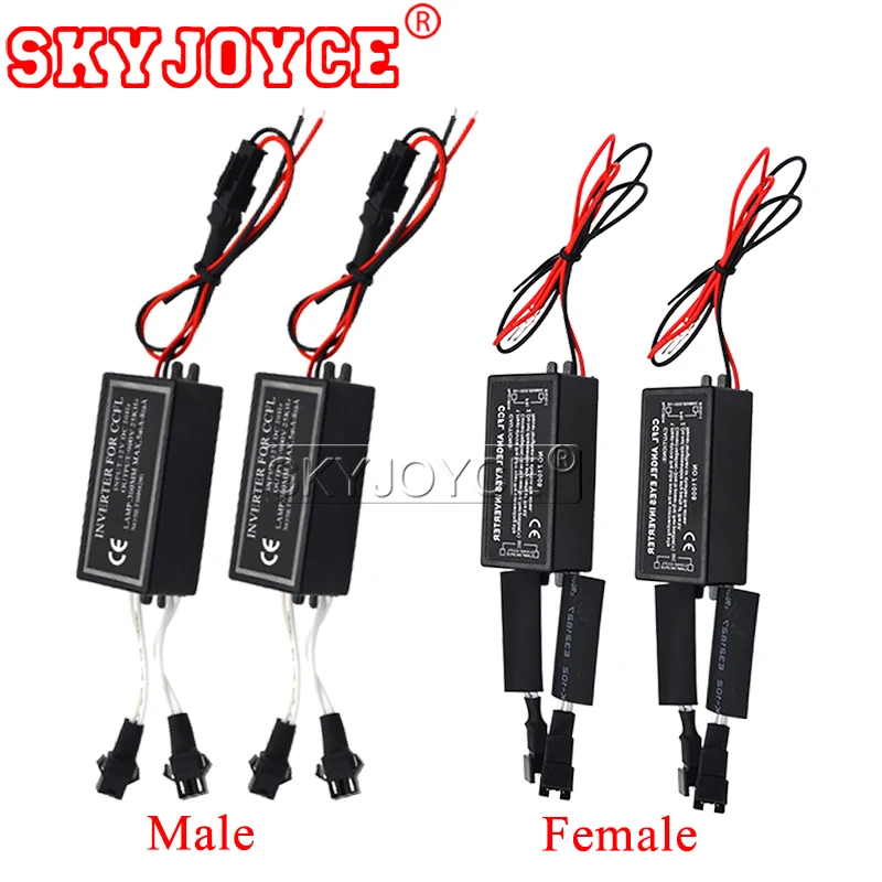 SKYJOYCE 1 pair Male Female Car Inverter Converter For CCFL angel eyes light lamp halo ring spare ballast for E36 E39 E46 E53 (11)
