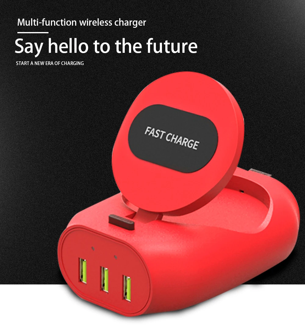 Portefeuille 3USB 4in1 Port Wall Charge QI Wireless Fast Charger Holder For iPhone X 8Plus Samsung Xiaomi Induction Charging Pad (1)