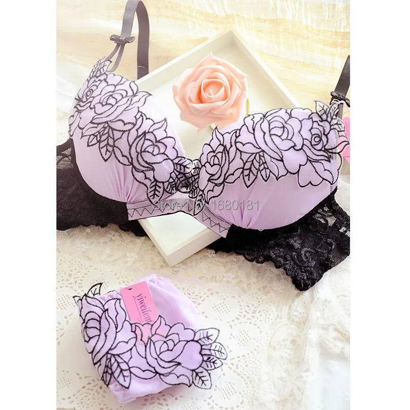 Pink peony embossed sexy noble 3 breasted side gathering push up