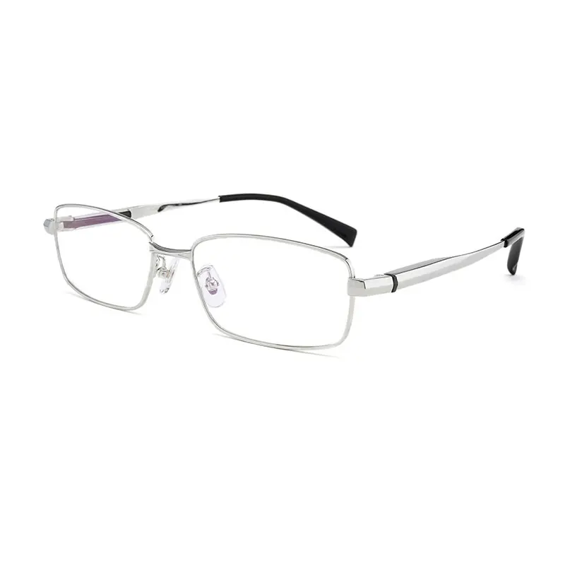 Мужские деловые титановые очки для чтения, полуоправа, интеллектуальные очки для дальнозоркости, мужские очки - Цвет оправы: Full rim silver