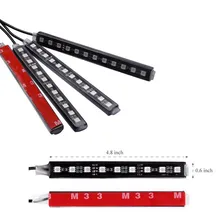 В 4 шт. 12 В RGB салона атмосфера полосы света лампы 36 светодиодов 7 цветов 5050 SMD со звуком активная функция с дистанционное управление