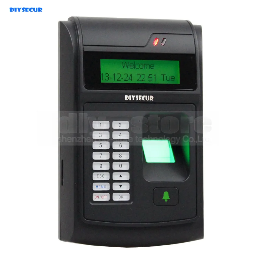 

DIYSECUR LCD Biometric Fingerprint PIN Code Door Lock Access Control + 125KHz RFID Card Reader Keypad USB / Door Bell Button