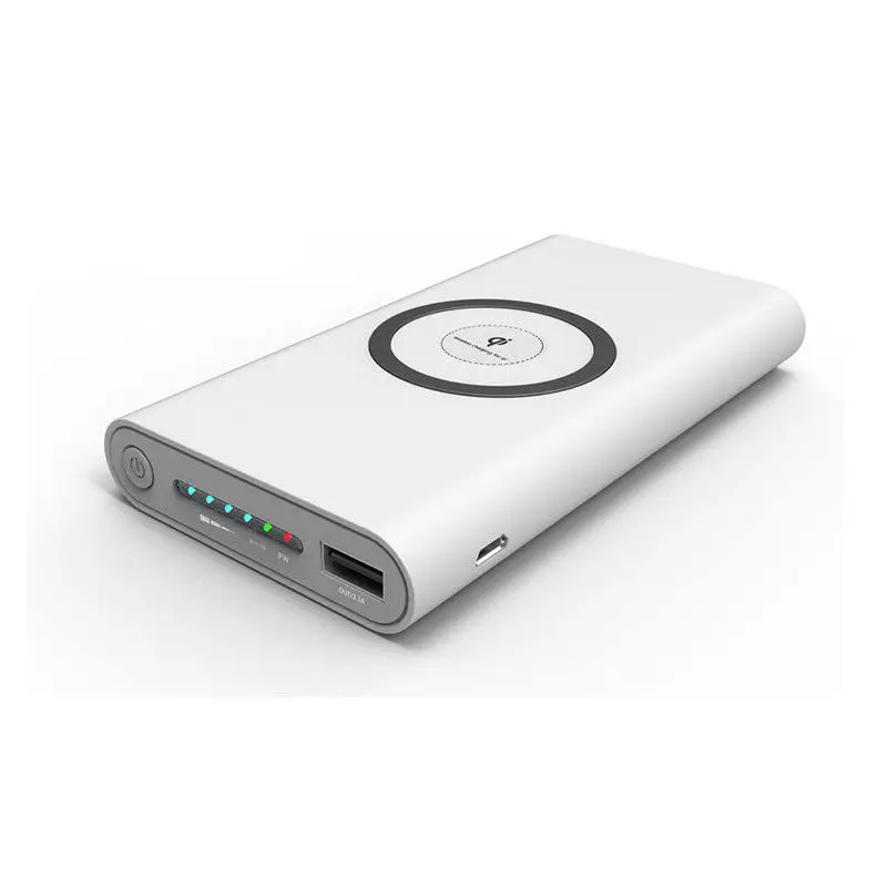 Qi Беспроводное зарядное устройство 10000 мАч, Дополнительный внешний аккумулятор для iPhone X 8 Plus, samsung Note 8, S9, S8 Plus, S7, портативный внешний аккумулятор, зарядное устройство для мобильного телефона - Цвет: White