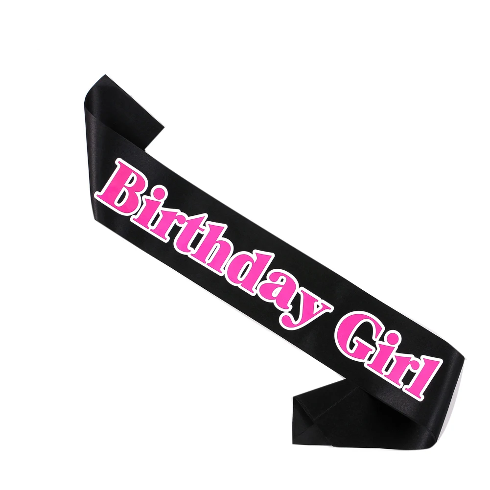 Ретро черная лента принцесса Пояс день рождения ленточки для девочек женщин мужчин взрослых праздновать возраст 18 21 30 40 50 вечерние принадлежности для девочек - Цвет: BlackpinkBirtgirl