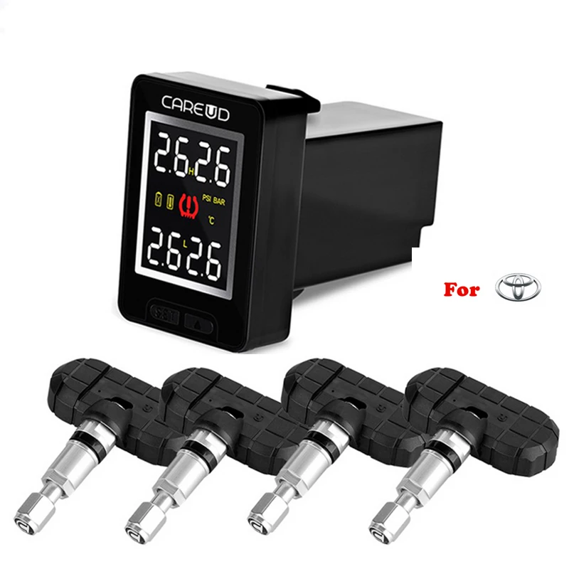 

Hot CAREUD TPMS U912 Wireless Auto Tire Pressure Monitor for Toyota 4 Internal Sensor Type Pressure Sensor Car Security System