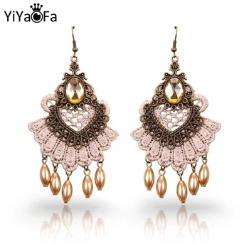 

YiYaoFa Handmade Lace Dangle Earrings Vintage Drop Earring for Lady Party Gothic Jewelry Women Long Earrings for Women E010