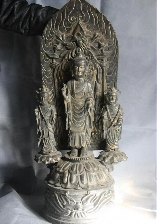 

USPS to USA S3132 Chinese BeiWei Buddhism Temple Copper Bronze Tathagata Sakyamuni Buddha Statue (B0328)