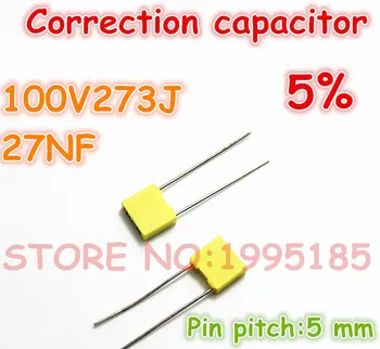 

10pcs/lot correction Capacitor 100V273J 27NF 273J100 5% Metallized polyester film capacitor Pin pitch 5 mm