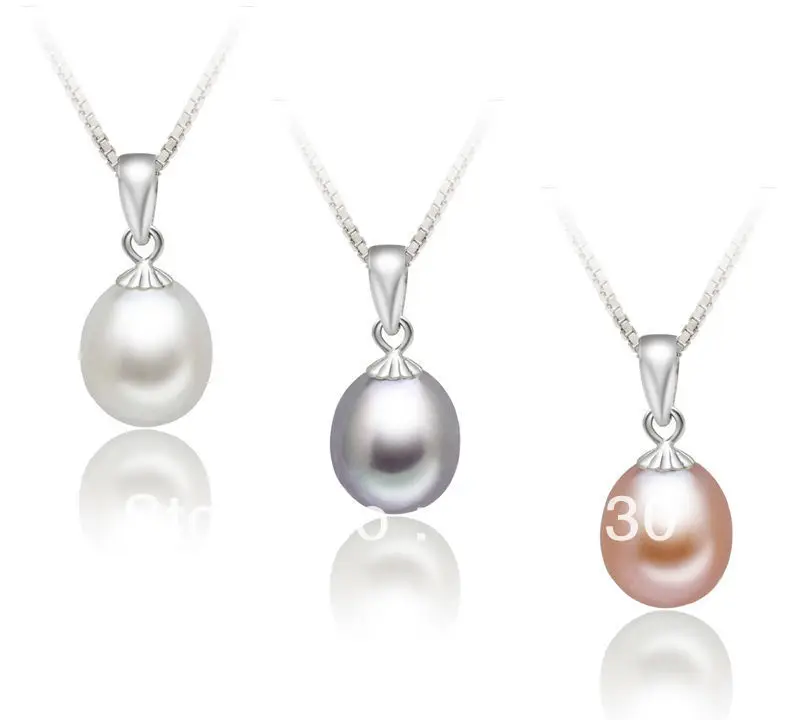 

Jewelry 00557 Three sets 8-10 AAA+ white pearl 925s pendant&earrings sets(2length can choose