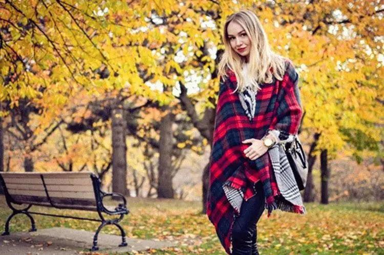 Women s Warm Winter Oversized font b Tartan b font Scarf Wrap Shawl Fringe Houndstooth Reversible