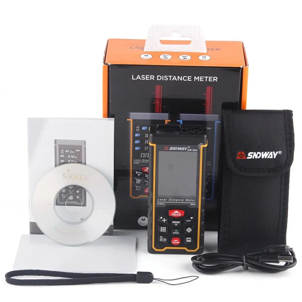 Оригинальный SNDWAY лазерный дальномер 120 м SW S120 S80 Камера USB пузырьковый уровень