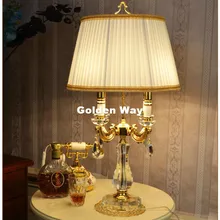 Кристалл Настольная лампа D400mm H760mm Роскошный Кристалл Настольная лампа Европейский Стиль Спальня прикроватной тумбочке Освещение светильник лампа