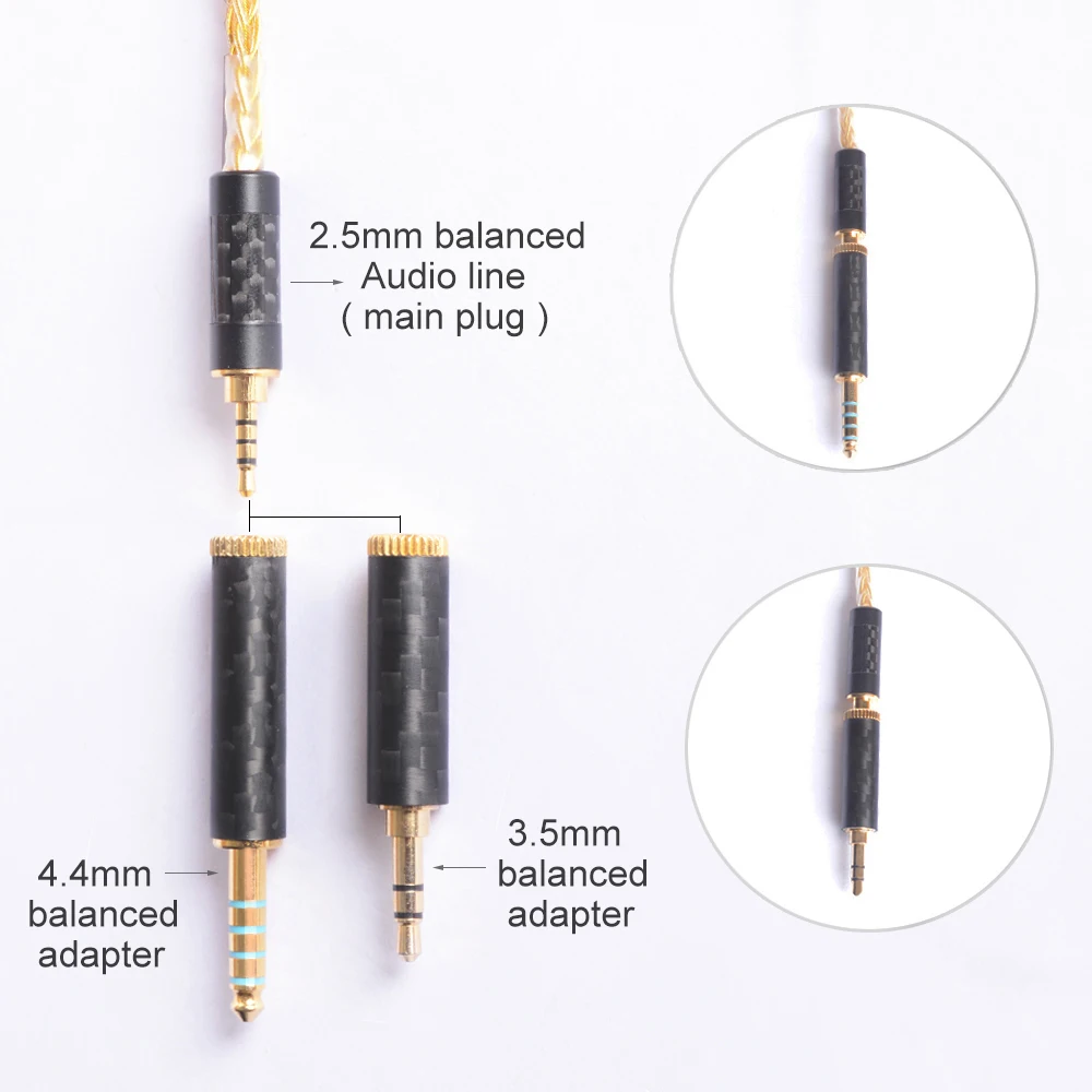 OKCSC стерео адаптер 4,4 мм/3,5 мм штекер 2,5 мм/3,5 мм Женский баланс углеродного волокна разъем наушники DIY аксессуар для sony плеер