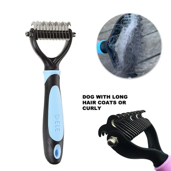 

Dog Hair Removal Comb Cat Detangler Fur Trimming Dematting Deshedding Brush Grooming Tool For matted Long Hair Curly Pet
