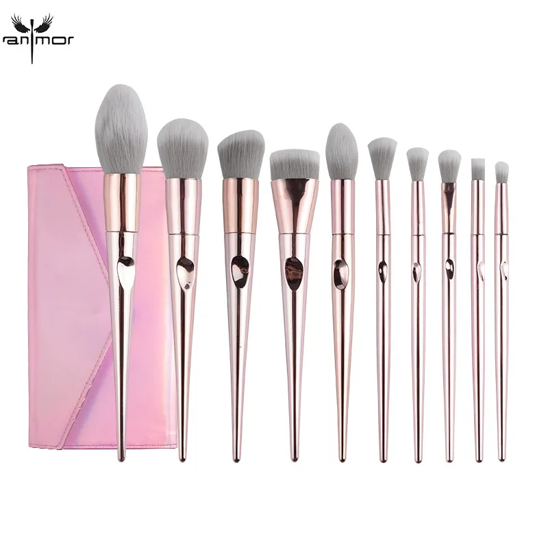 

Anmor 10Pcs Makeup Brushes Make Up Brush Foundation Set Professional Eyebrow Eyeshadow Soft Synthetic Hair Portable Cosmetic Kit