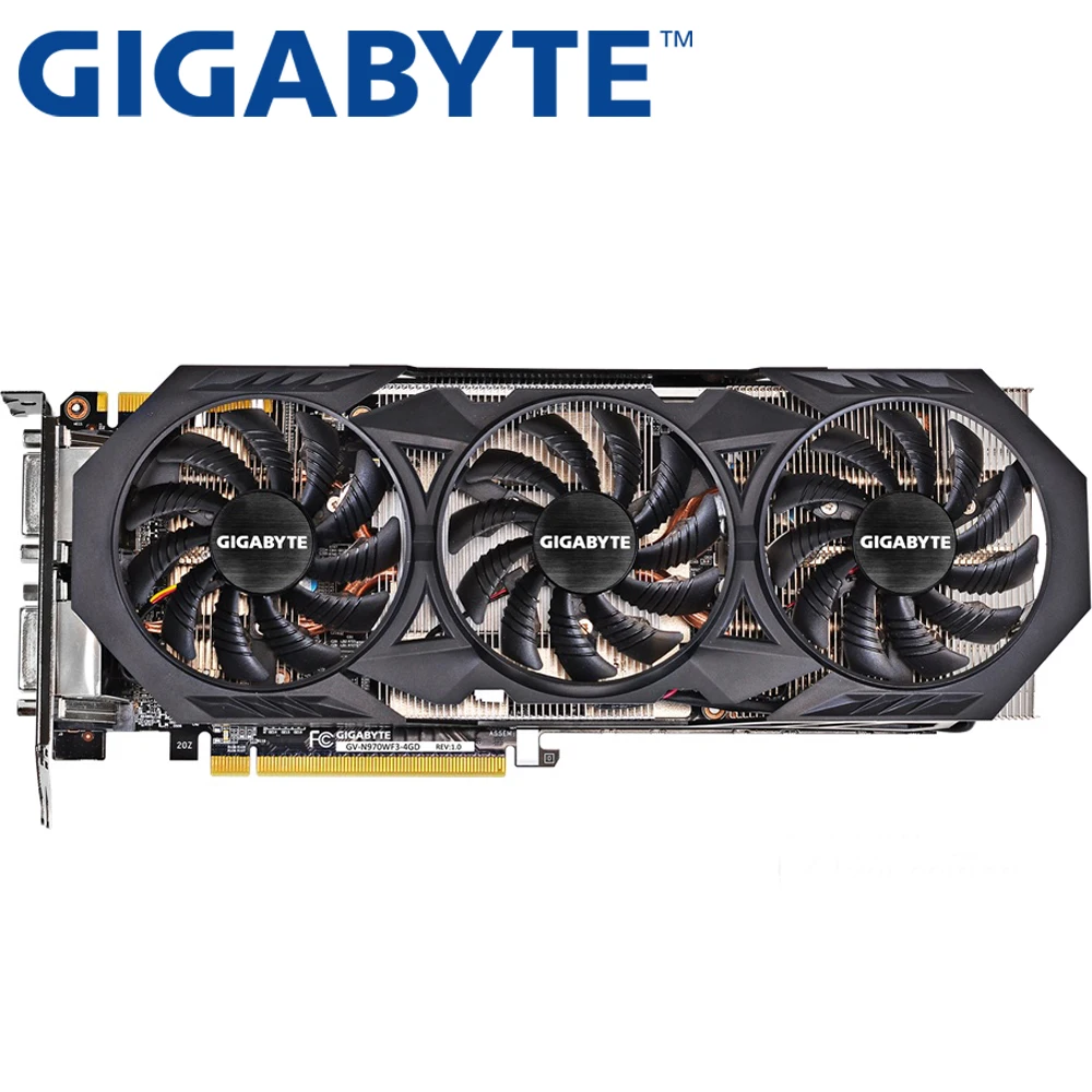 GIGABYTE, оригинальная Видеокарта GTX 970, 4 Гб, 256Bit, GDDR5, видеокарты для nVIDIA, видеокарты VGA, Geforce GTX970, Hdmi, Dvi, используется игра