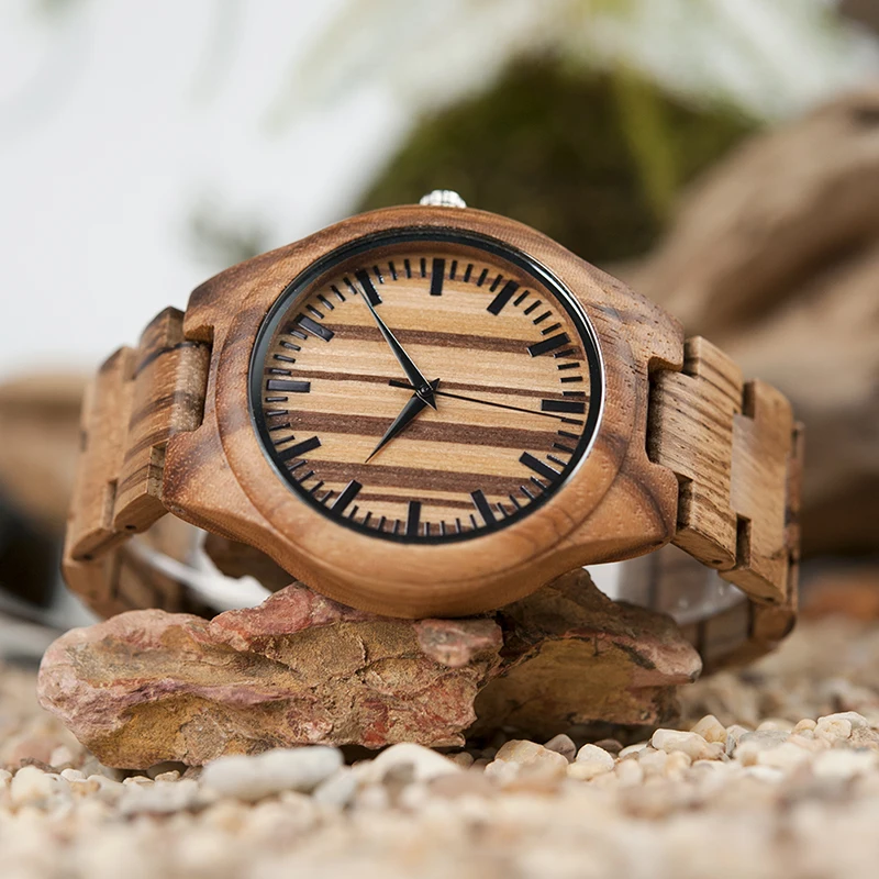 BOBO BIRD L-G22 Retro Wood Watches Men 100% Zebra Wooden Watch Quartz Movement Male Clocks Best Gift in Box
